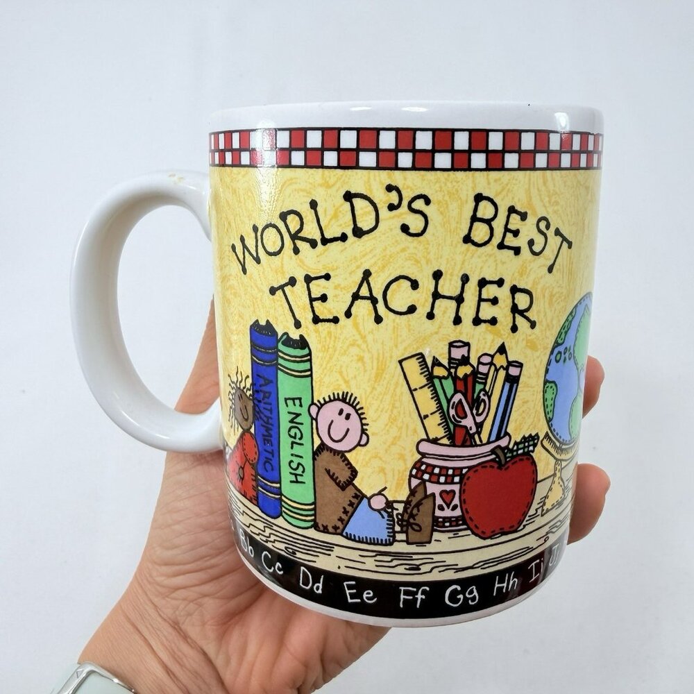 Vintage Russ World Best Teacher Mug School Retirement Appreciation Retired Gift